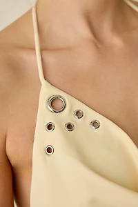 Kiss The Sky Starlet Grommet Studded Halter Neck Mini Dress