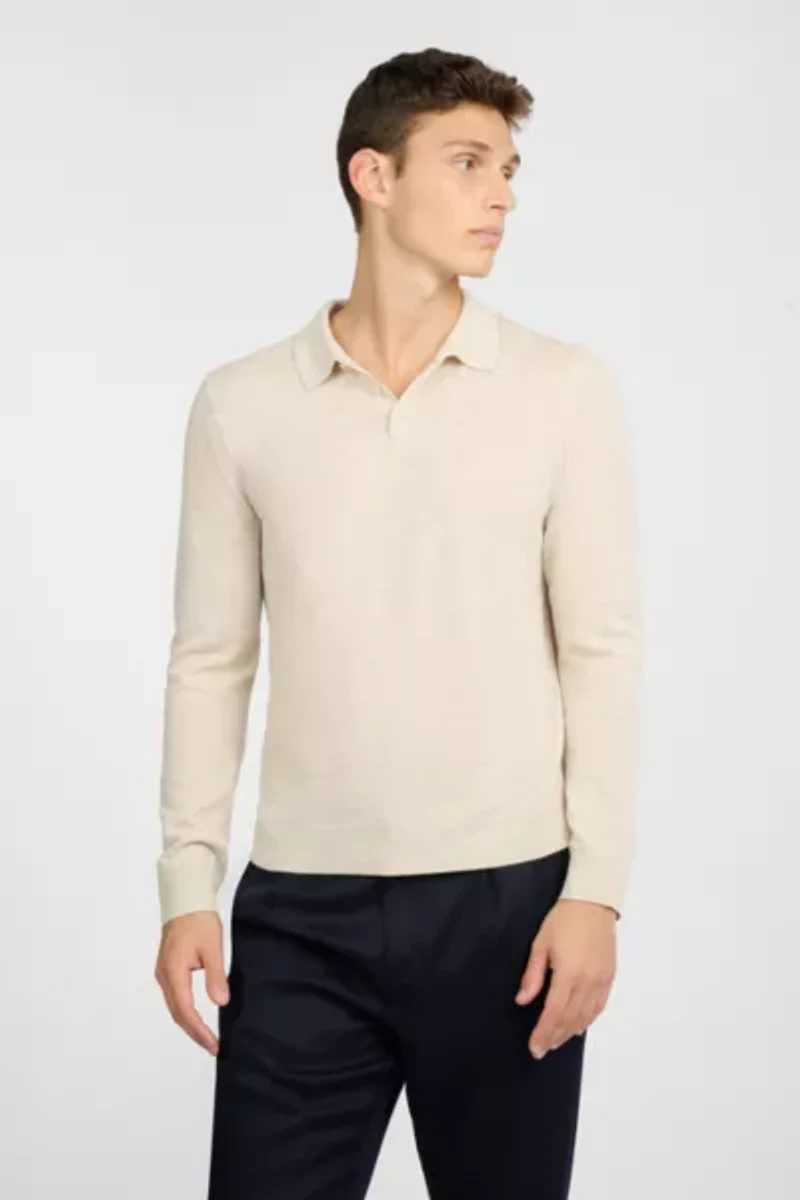 Onia Extra Fine Merino Wool Long Sleeve Polo