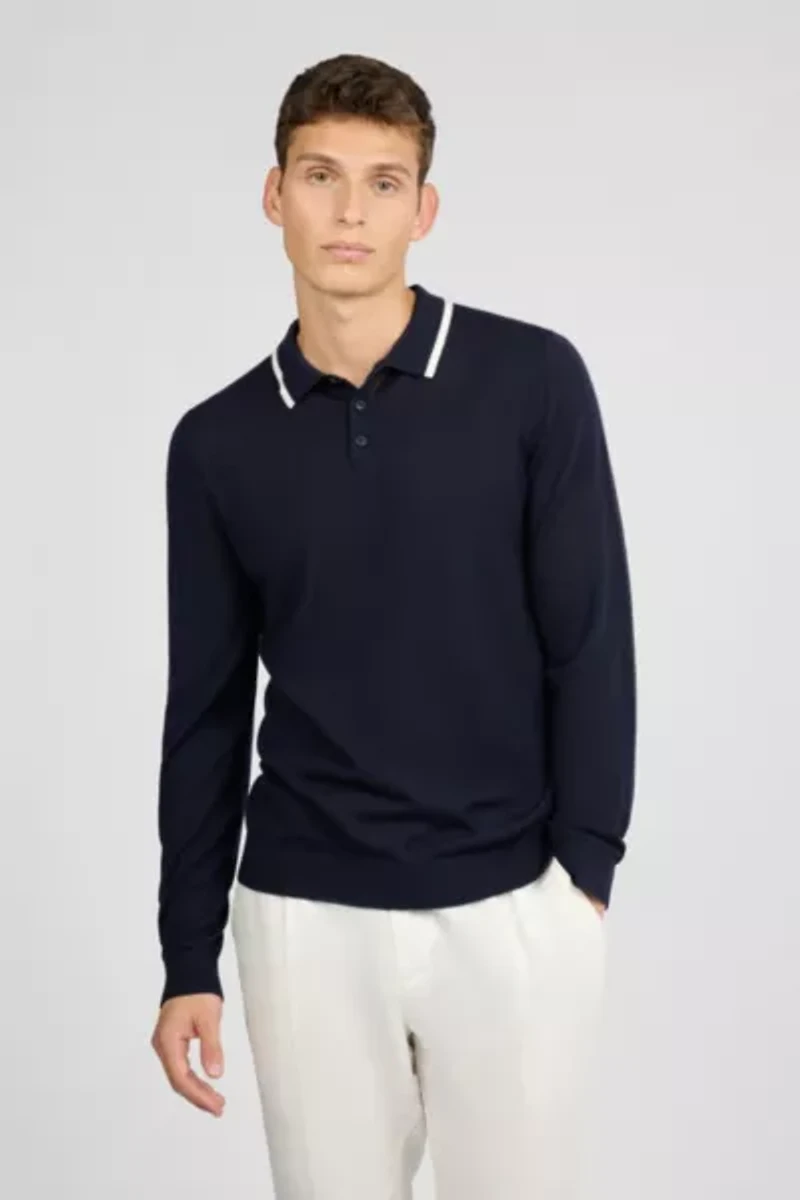 Onia Extra Fine Merino Wool Long Sleeve Polo