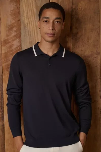 Onia Extra Fine Merino Wool Long Sleeve Polo