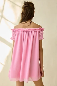 Kiss The Sky Delaney Ruffle Off-The-Shoulder Swing Mini Dress