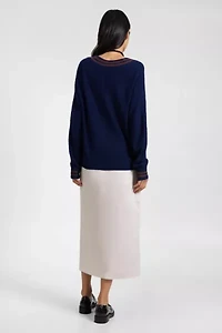 Onia Deep V-neck Varsity Pullover Sweater