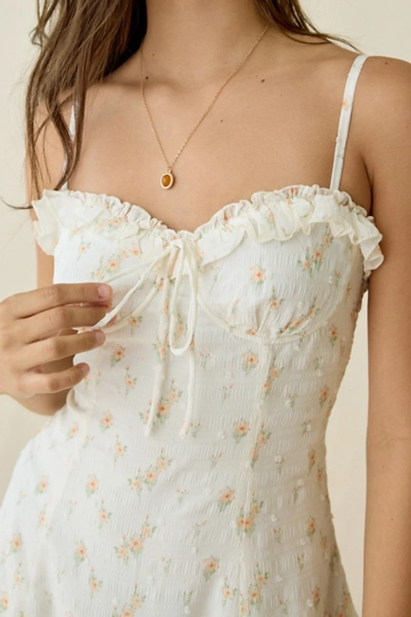 Kiss The Sky Lucie Floral Fit-And-Flare Corset Mini Dress