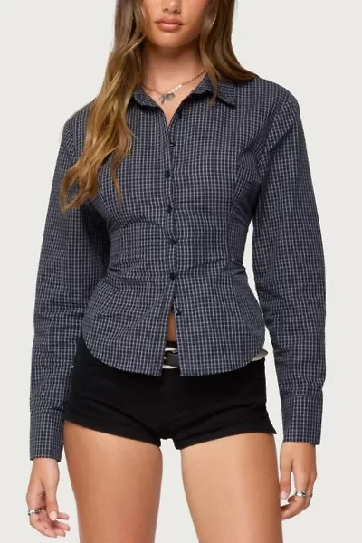 Edikted Lisbet Checkered Button Up Shirt