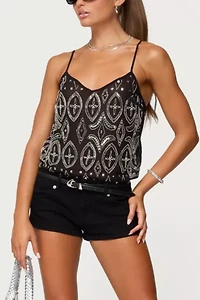 Edikted Kaleesy Beaded Tank Top