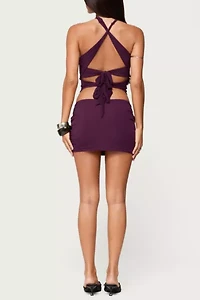 Edikted Maggi Knotted Backless Mesh Top
