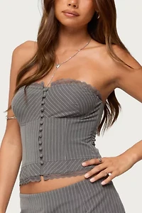 Edikted Mona Lacey Pinstripe Strapless Corset