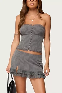 Edikted Mona Lacey Pinstripe Strapless Corset