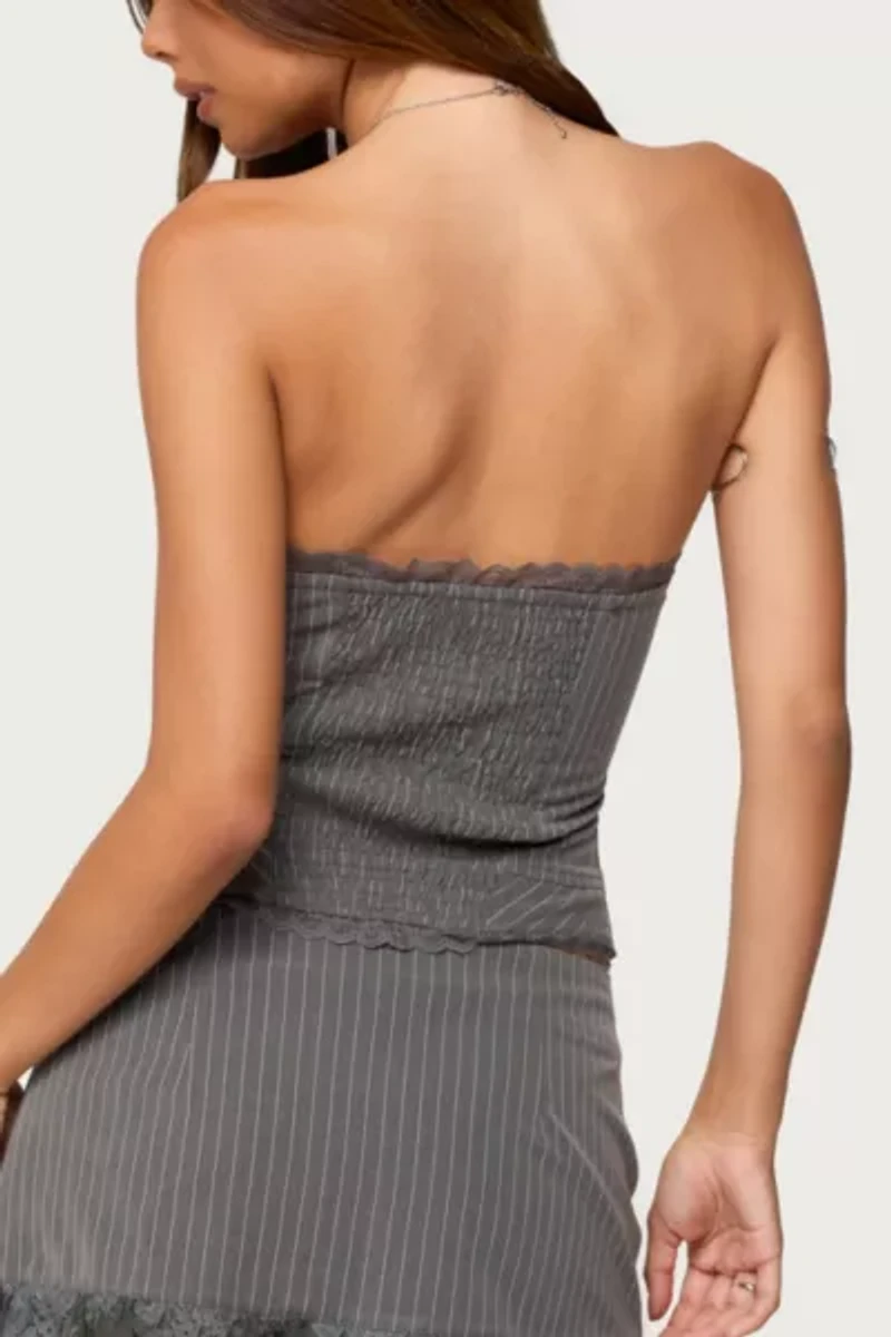 Edikted Mona Lacey Pinstripe Strapless Corset