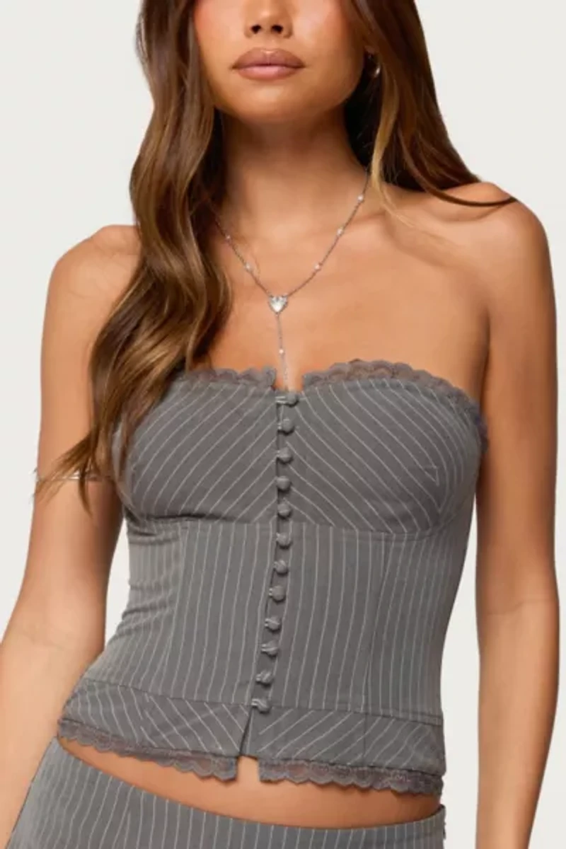 Edikted Mona Lacey Pinstripe Strapless Corset
