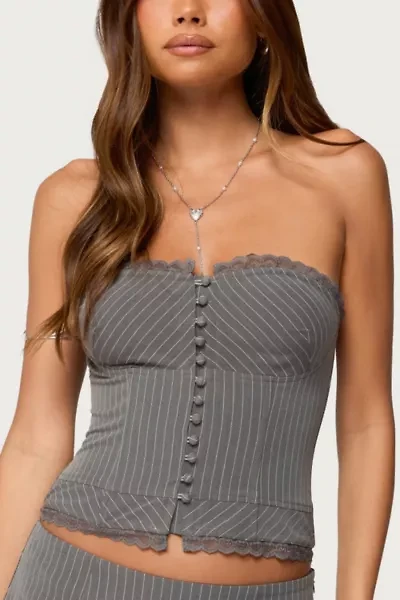 Edikted Mona Lacey Pinstripe Strapless Corset