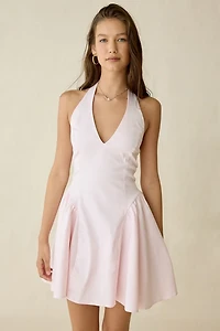 Kiss The Sky Penelope Basque Waist Halter Neck Mini Dress