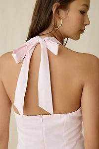 Kiss The Sky Penelope Basque Waist Halter Neck Mini Dress