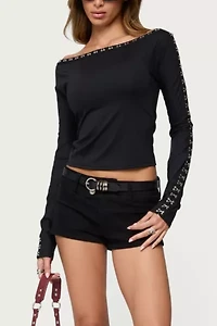 Edikted Zaina Hook & Eye Boat Neck Top