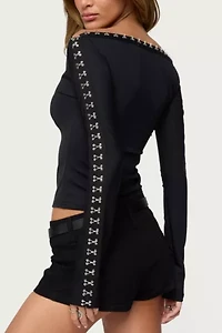 Edikted Zaina Hook & Eye Boat Neck Top
