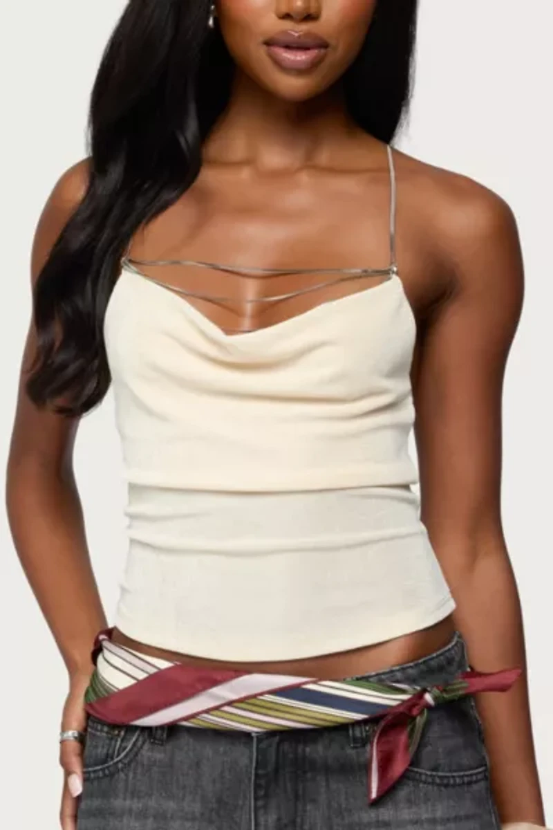 Edikted Khloey Chain Cowl Neck Top