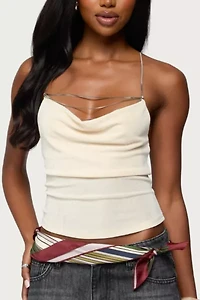 Edikted Khloey Chain Cowl Neck Top