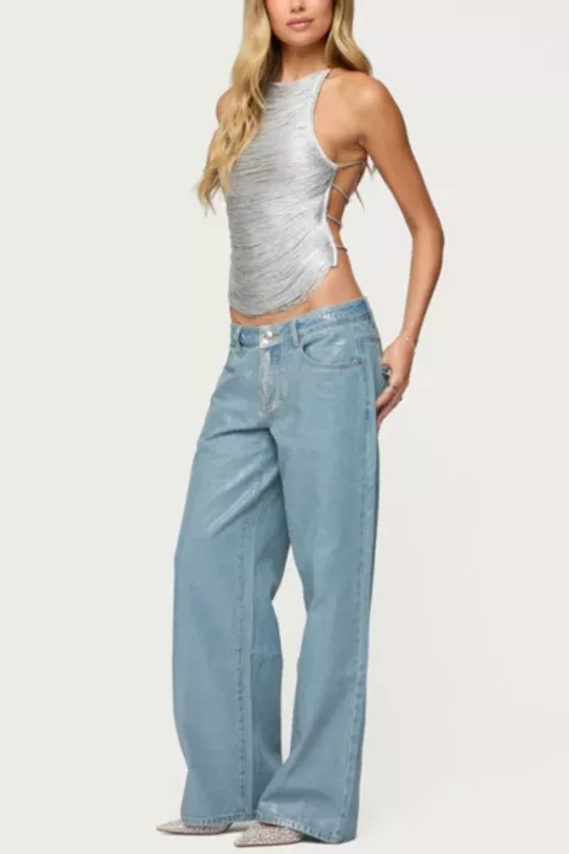 Edikted Kalana Crisscross Backless Fringed Top