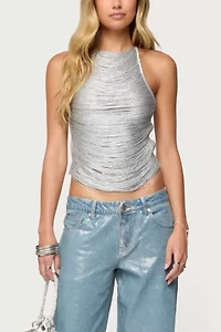 Edikted Kalana Crisscross Backless Fringed Top