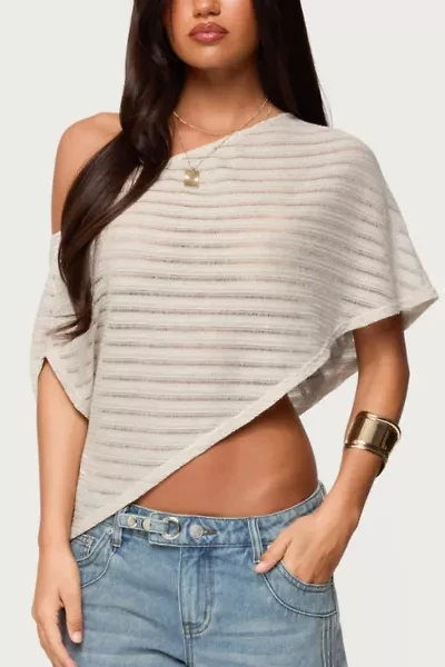 Edikted Loma Asymmetric Off Shoulder Knit Poncho