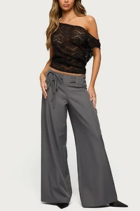 Edikted Kessa Sheer Lace Off Shoulder Top