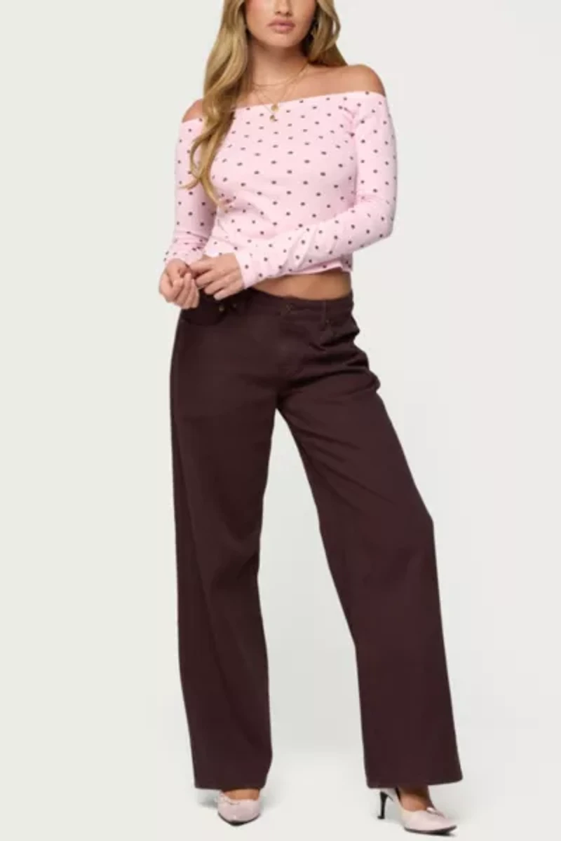 Edikted Leandra Off Shoulder Polka Dot Top