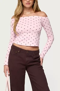 Edikted Leandra Off Shoulder Polka Dot Top