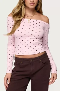 Edikted Leandra Off Shoulder Polka Dot Top