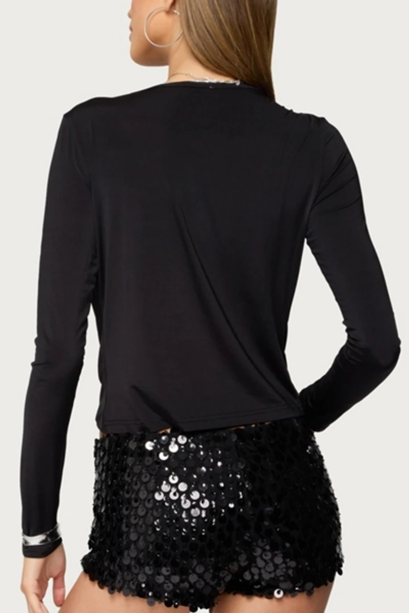 Edikted Twisted V Neck Long Sleeve Top