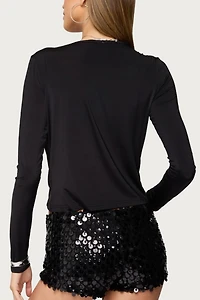 Edikted Twisted V Neck Long Sleeve Top