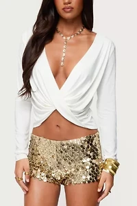 Edikted Twisted V Neck Long Sleeve Top