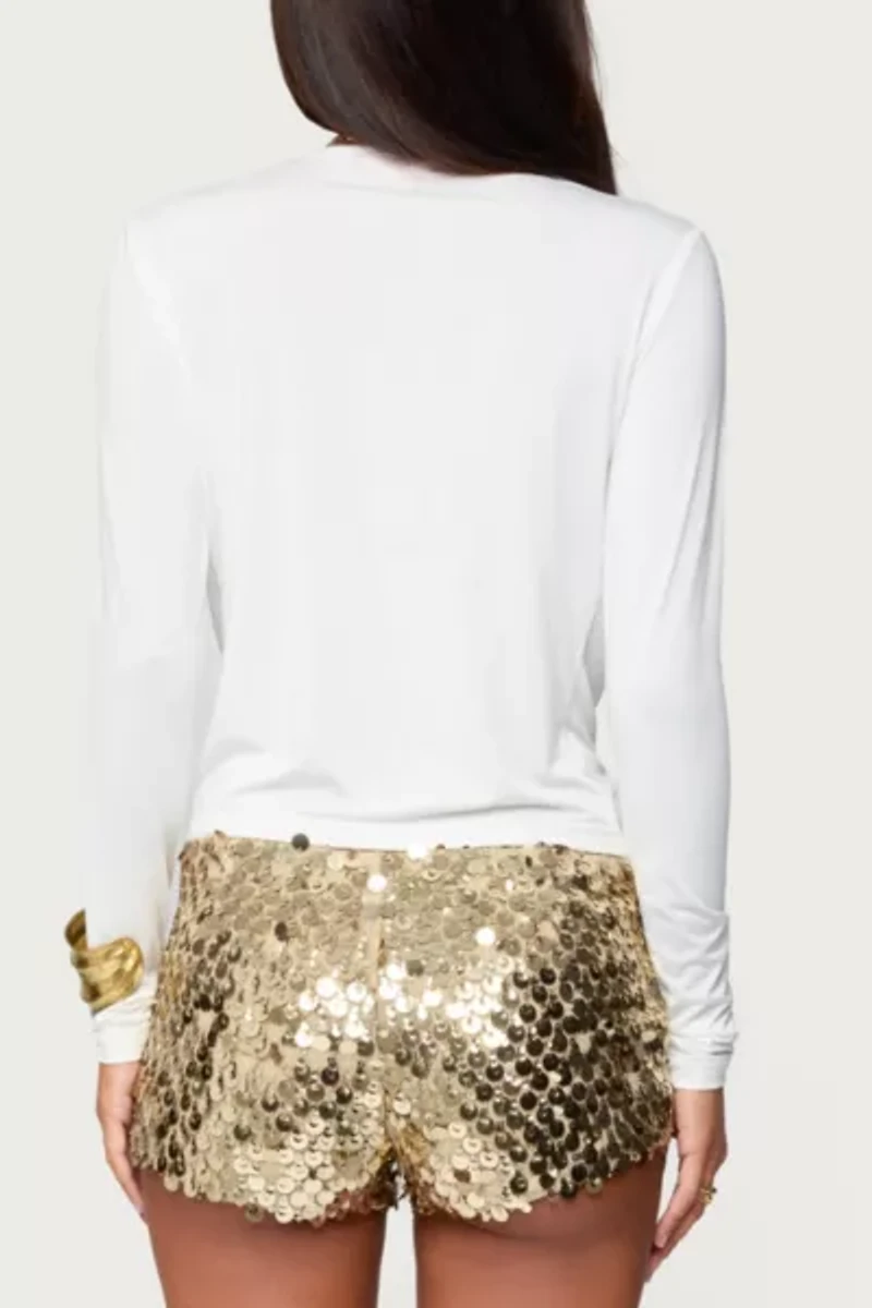 Edikted Twisted V Neck Long Sleeve Top