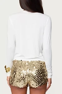Edikted Twisted V Neck Long Sleeve Top