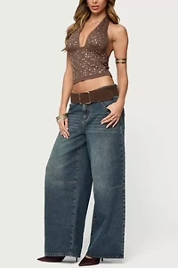 Edikted Jackie Stud & Grommet Halter Top