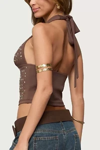 Edikted Jackie Stud & Grommet Halter Top