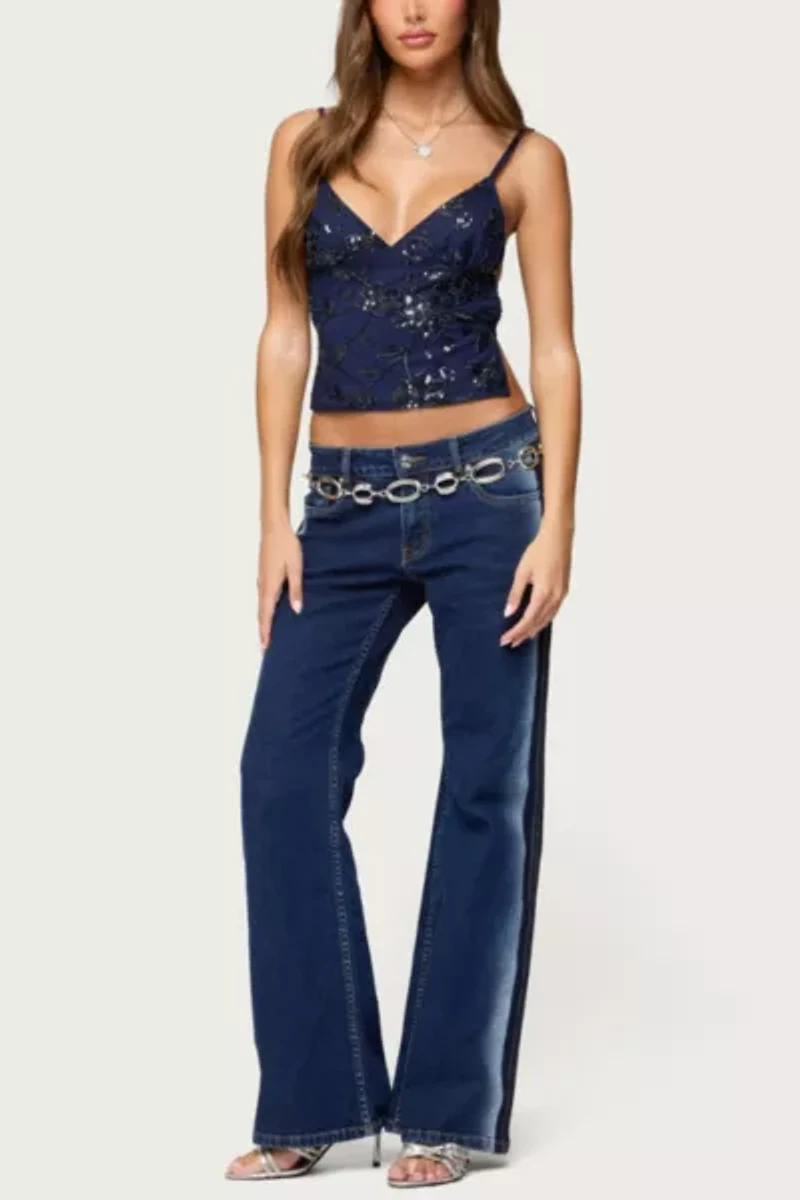 Edikted Pia Sequin Floral Backless Top