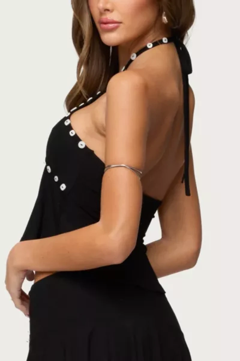 Edikted Kayce Button Halter Top