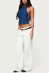 Edikted Raiya Polka Dot Backless Halter Top