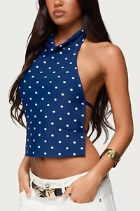 Edikted Raiya Polka Dot Backless Halter Top