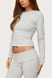 Edikted Kaeli Stripey Long Sleeve T Shirt