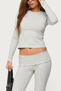 Edikted Kaeli Stripey Long Sleeve T Shirt