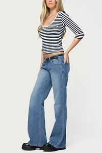 Edikted Poppie Striped V Neck Top