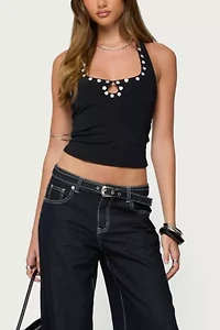 Edikted Coraline Button Cutout Halter Top