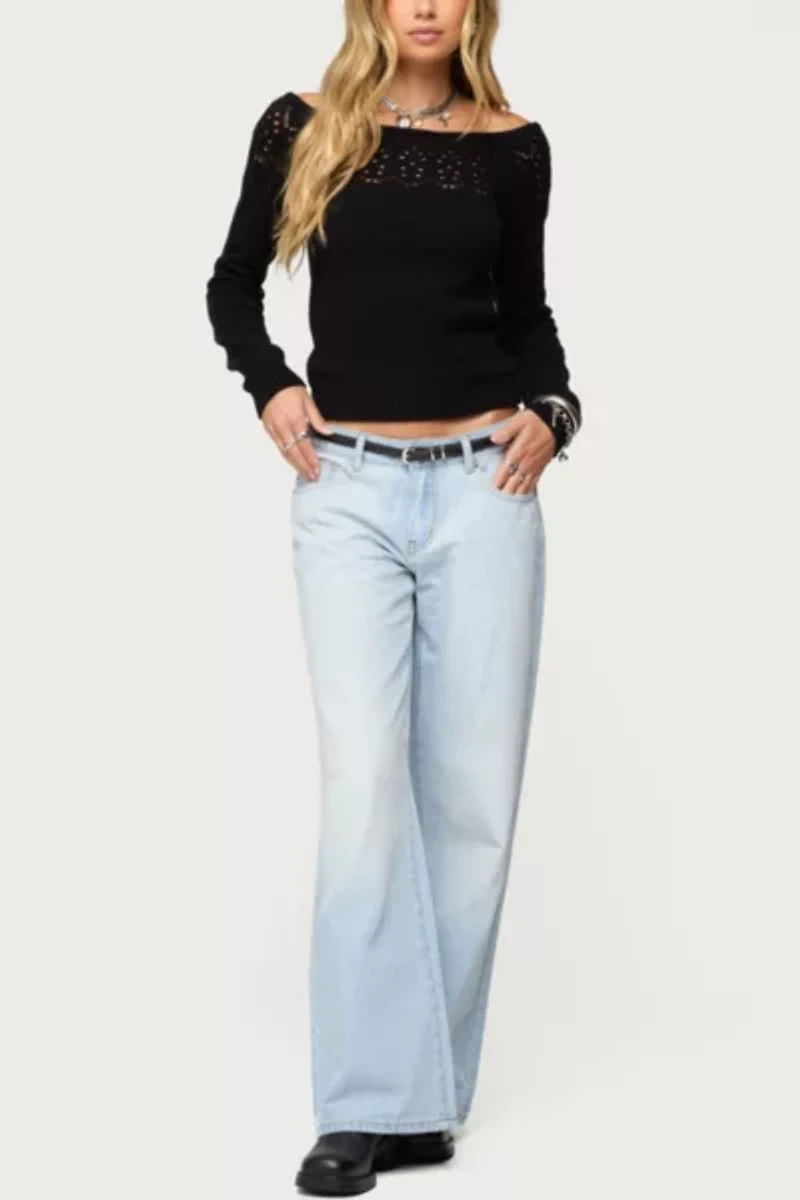 Edikted Lillis Boat Neck Knit Top