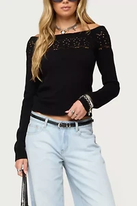 Edikted Lillis Boat Neck Knit Top