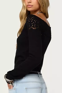 Edikted Lillis Boat Neck Knit Top