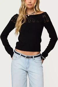 Edikted Lillis Boat Neck Knit Top