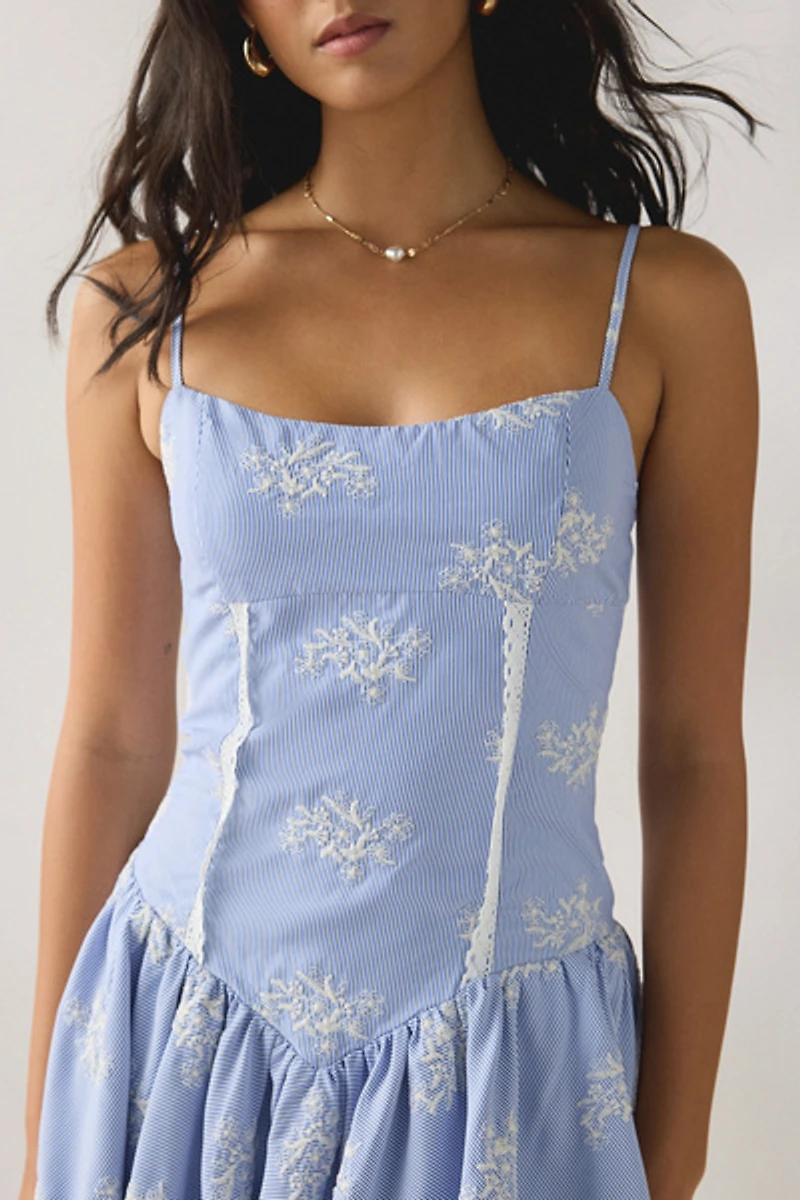 Kiss The Sky Riviera Drop Waist Striped Mini Dress