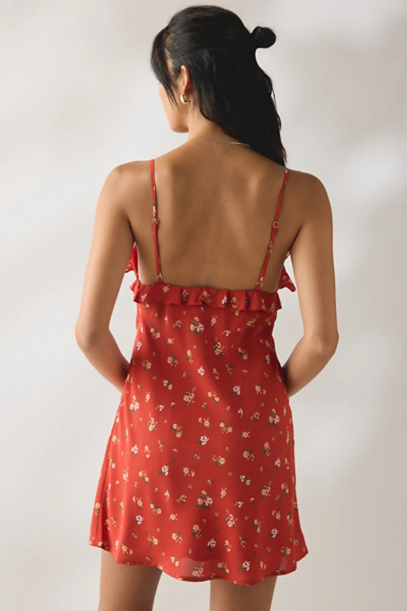 Kiss The Sky Uma Ruffle Floral Slip Mini Dress