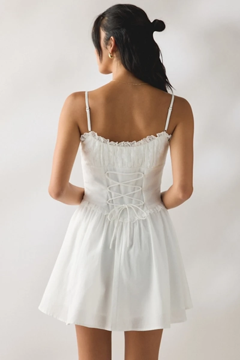 Kiss The Sky Maisie Frill Lace Trim Corset Mini Dress
